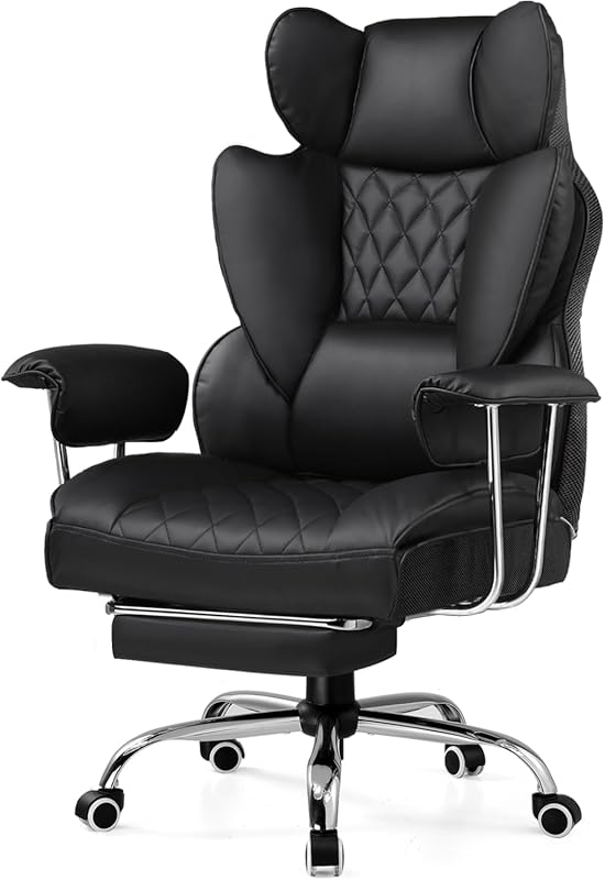 Ergonomic Black PU Leather Gaming Chair with Lumbar Support, Armrests,